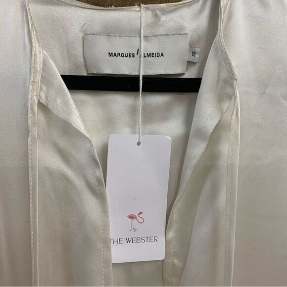 MARQUES' ALMEIDA embroidered silk maxi dress White flapper bridal $1300 NWT S - Picture 14 of 16